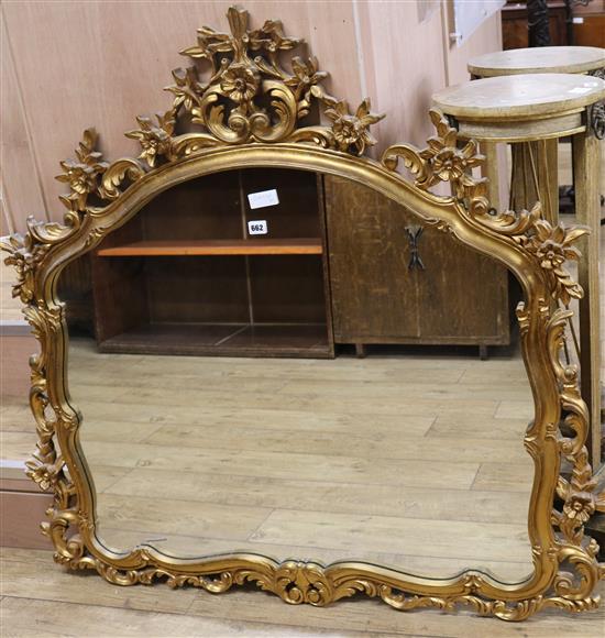A modern gilt overmantel mirror, W.120cm